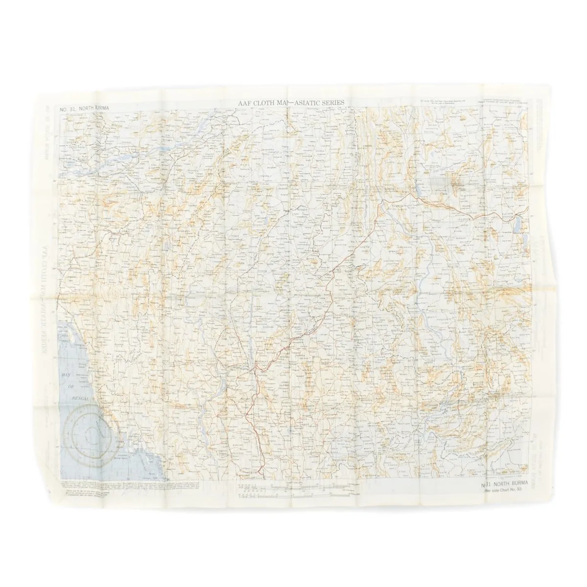 Original U.S. WWII USAAF China Burma India Blood Chit & Asiatic Series Map Survival Set